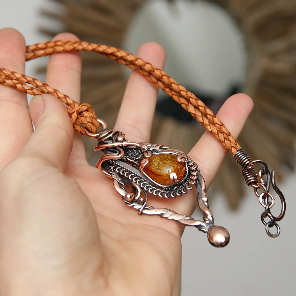 UNIKATOWY -wisior miedziany- Amber Keeper