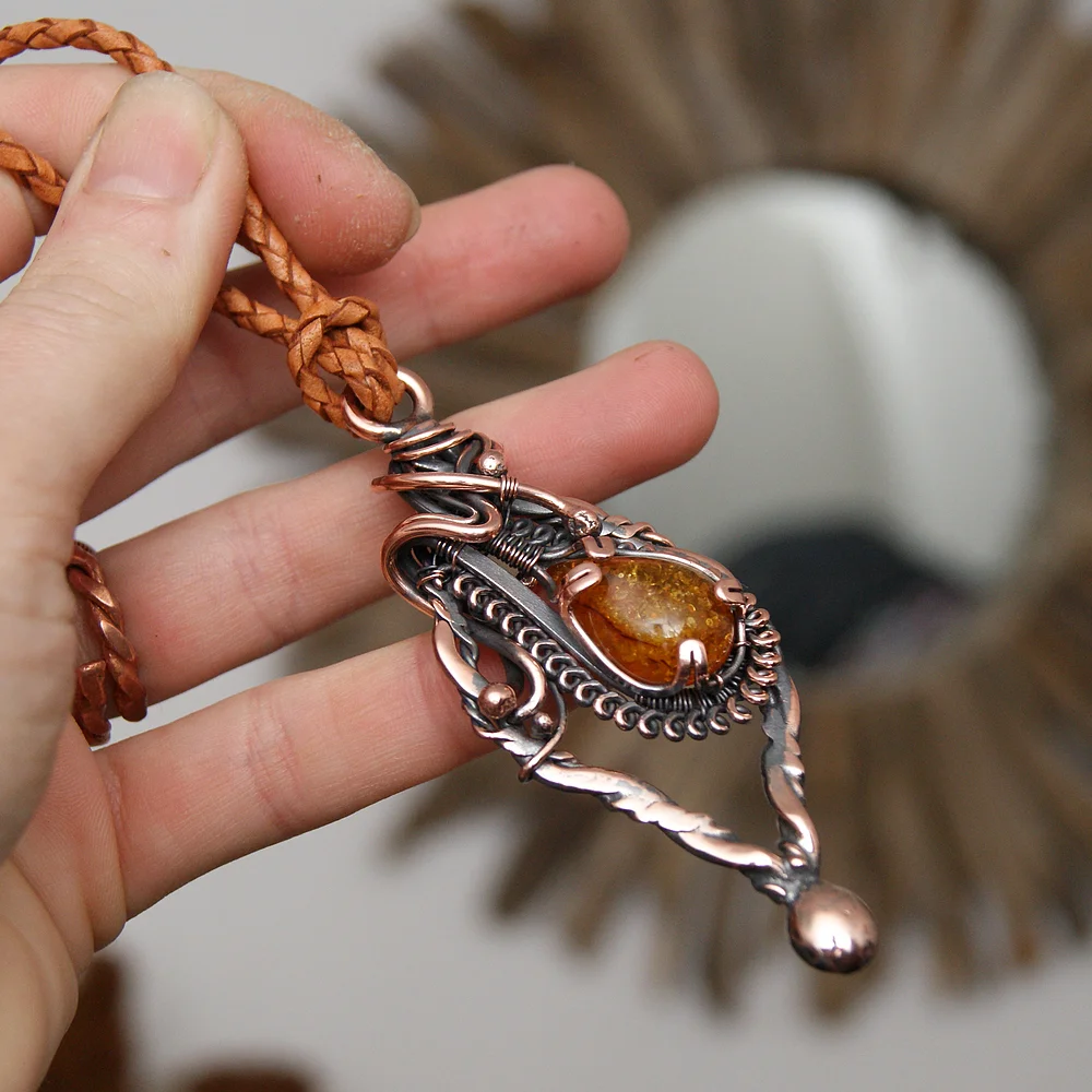 UNIKATOWY -wisior miedziany- Amber Keeper