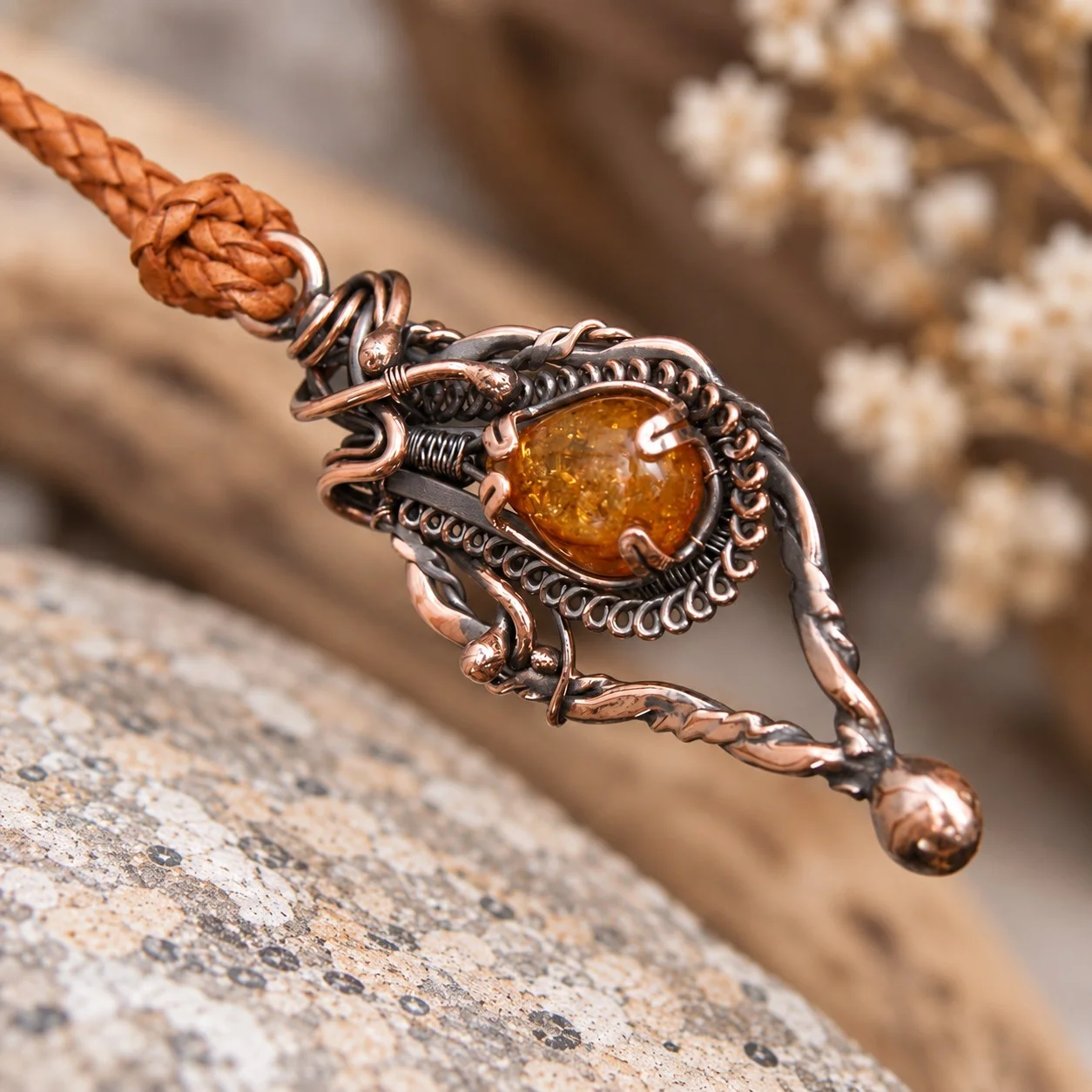 UNIKATOWY -wisior miedziany- Amber Keeper