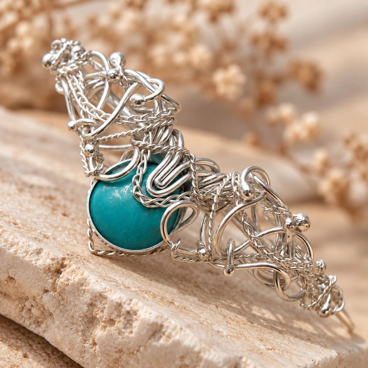 Turquoise Queen – unikatowa srebrna bransoletka z turkusem