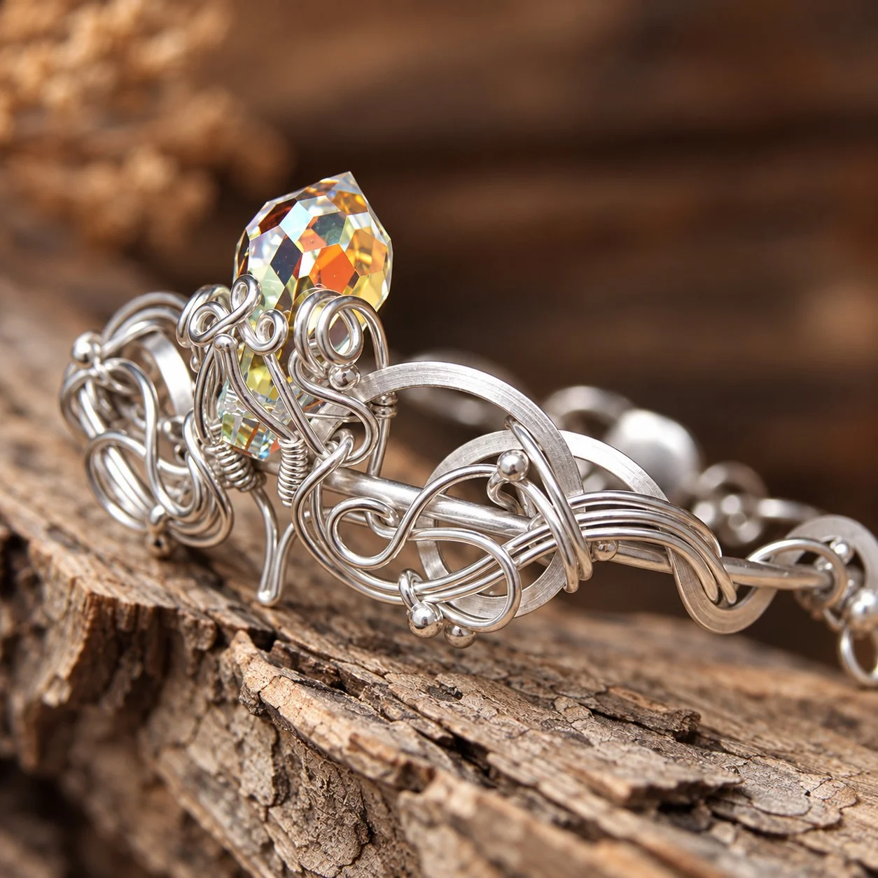 CRYSTAL QUEEN – unikatowa srebrna bransoletka z kryształem Swarovski