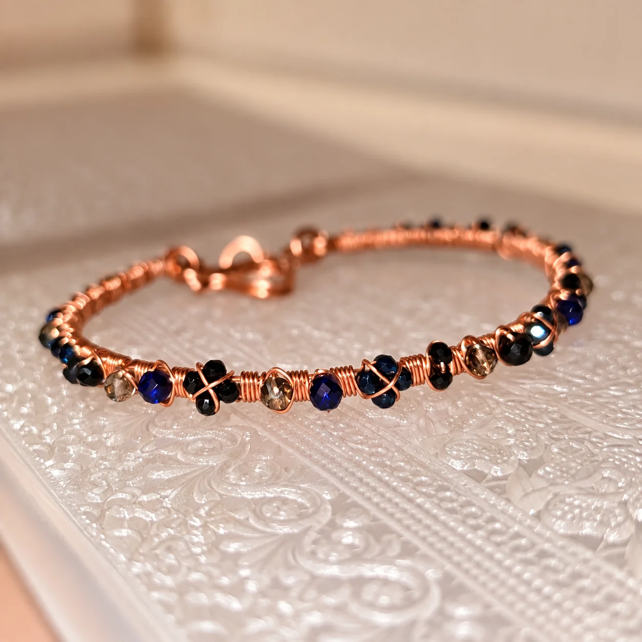 MIEDZIANA BRANSOLETKA MY PRECIOUS – GRANATOWO-CZARNA